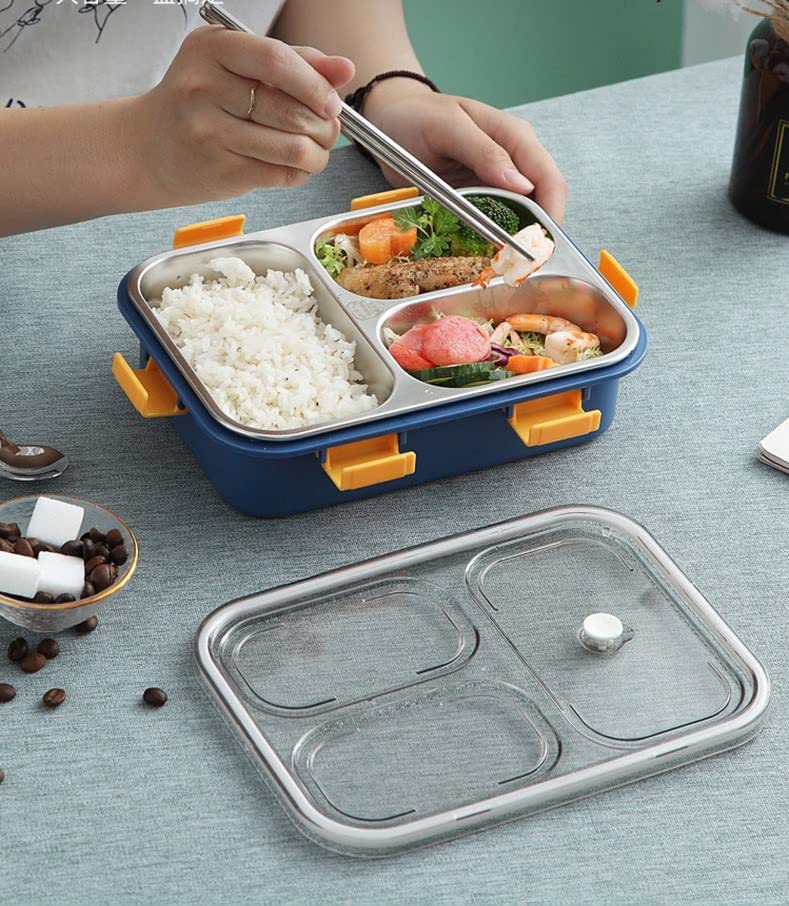 Stainless Lunch Box- 3 compartment - The Umbrella store