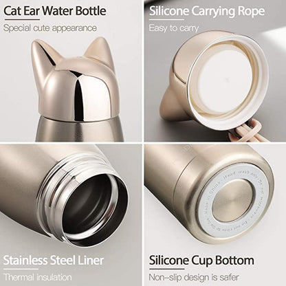 Cat Ear Water Bottle Stainless Steel Vacuum Thermos - The Umbrella store