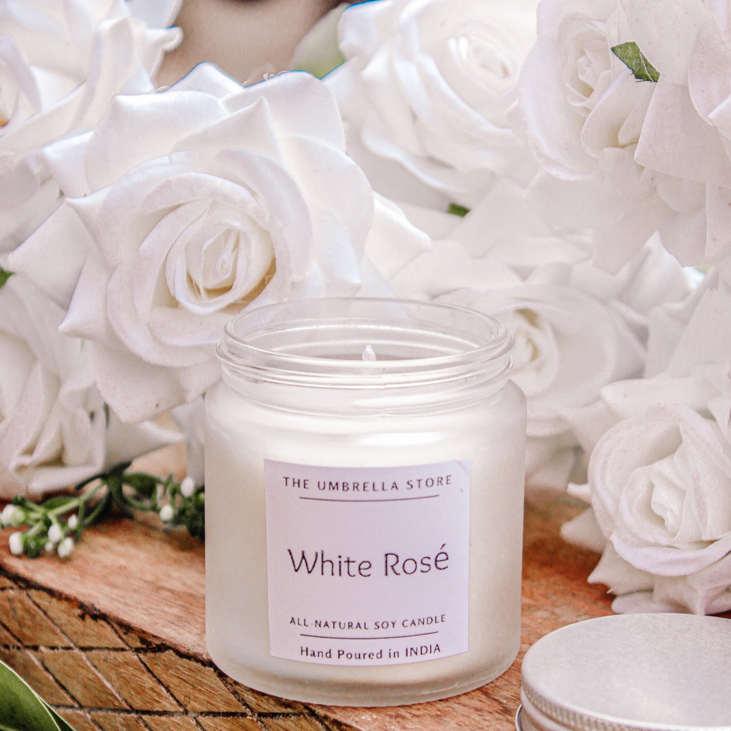 White Rose Scented Soy candle - The Umbrella store