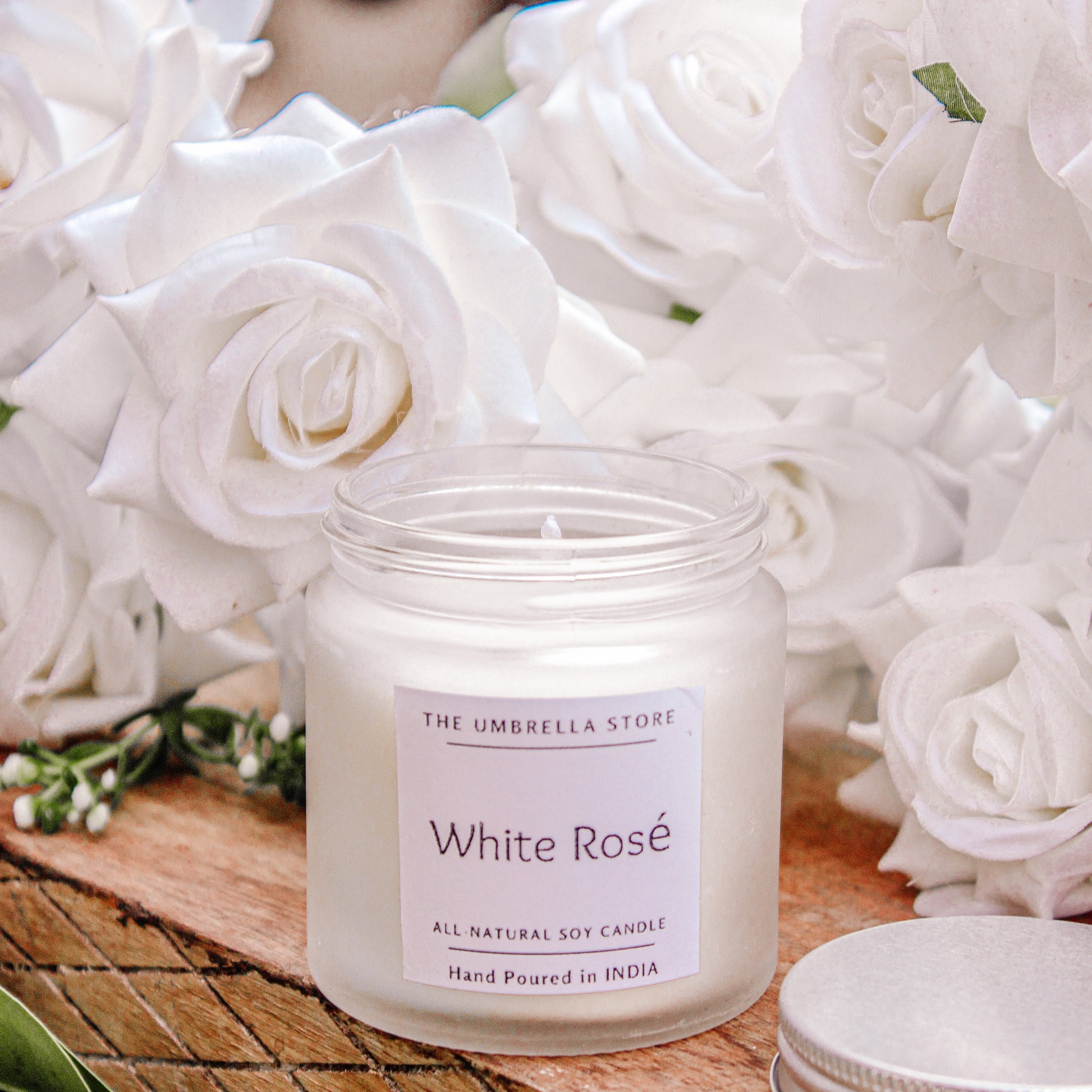 White Rose Scented Soy candle - The Umbrella store