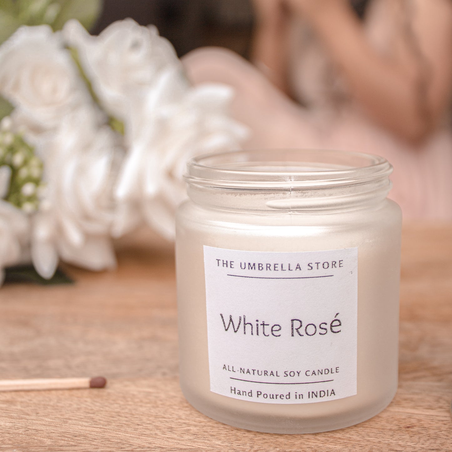 White Rose Scented Soy candle - The Umbrella store