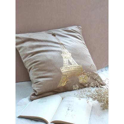 Velvet Eiffel Tower Print Cushion Cover - The Umbrella store