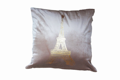 Velvet Eiffel Tower Print Cushion Cover - The Umbrella store