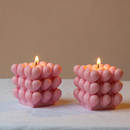Pink Heart cube candle - The Umbrella store