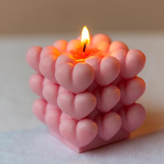 Pink Heart cube candle - The Umbrella store