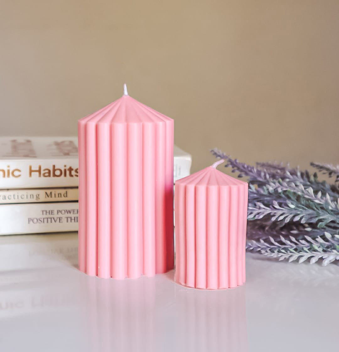 Pink Ribbed Peak Pillar- Set of 2 - The Umbrella store