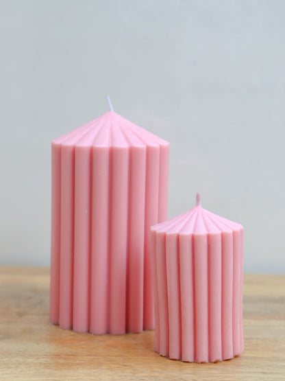 Pink Ribbed Peak Pillar- Set of 2 - The Umbrella store