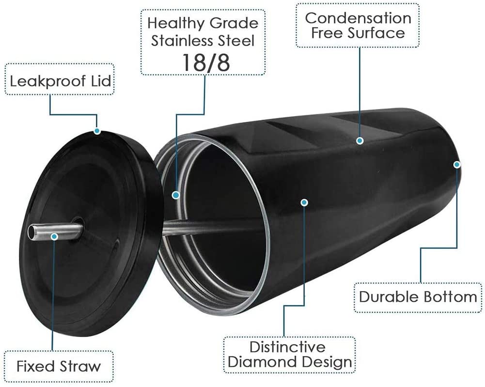 Stainless Steel Tumbler with Straw - The Umbrella store