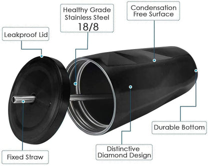 Stainless Steel Tumbler with Straw - The Umbrella store