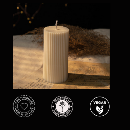 Ribbed Pillar Soy Candle-Set of 2 - The Umbrella store
