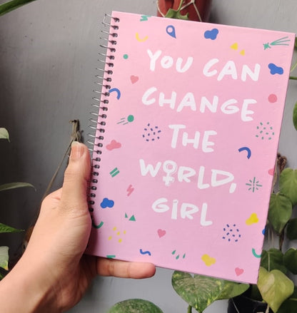 "You Can Change The World'' Spiral Notebook Journal for Girls - The Umbrella store