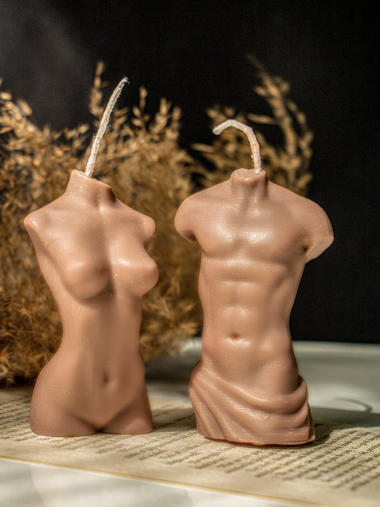 Set of Male and Female Torso Candle Brown | Marcus & Ella Candle - The Umbrella store