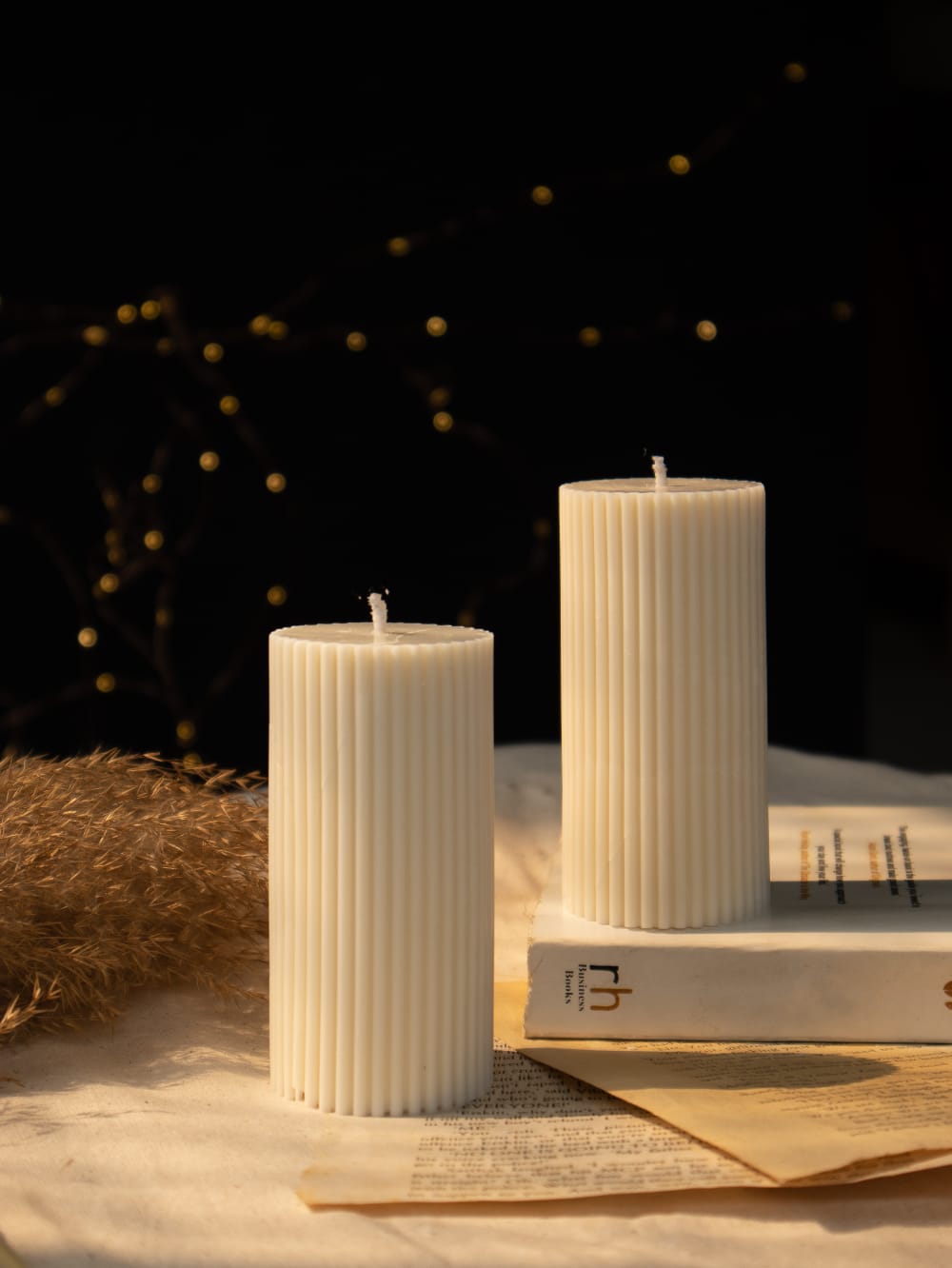 Ribbed Pillar Soy Candle-Set of 2 - The Umbrella store