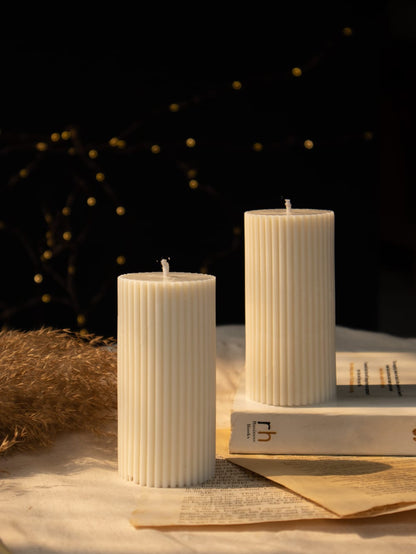 Ribbed Pillar Soy Candle - The Umbrella store
