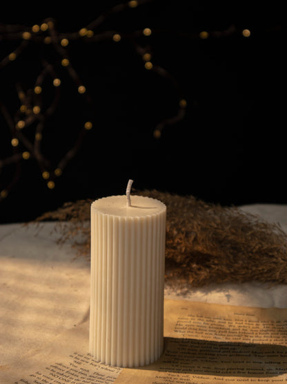 Ribbed Pillar Soy Candle - The Umbrella store