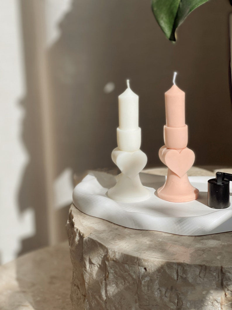 Heart Mini Pillar Candle-Unscented Organic Soy Wax Candle, Pastel Colors - The Umbrella store