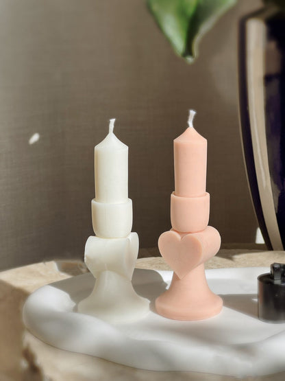 Heart Mini Pillar Candle-Unscented Organic Soy Wax Candle, Pastel Colors - The Umbrella store