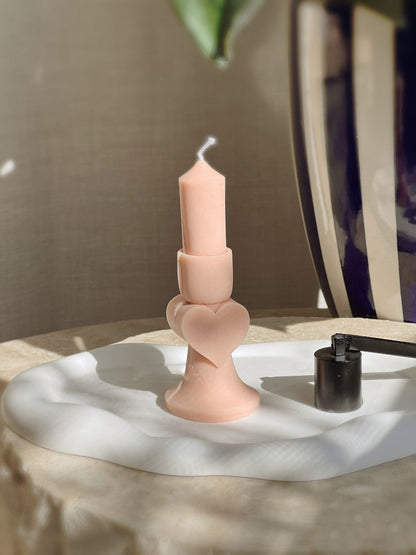 Heart Mini Pillar Candle-Unscented Organic Soy Wax Candle, Pastel Colors - The Umbrella store